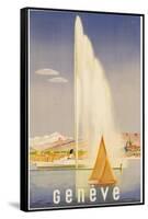 Advertisement for Travel to Geneva, C.1937 (Colour Litho)-Fehr-Framed Stretched Canvas