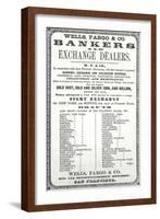 Advertisement For Wells, Fargo and Co. Bankers and Exchange Dealers, 1856-null-Framed Giclee Print