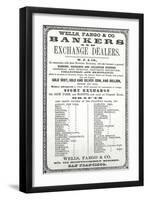 Advertisement For Wells, Fargo and Co. Bankers and Exchange Dealers, 1856-null-Framed Giclee Print