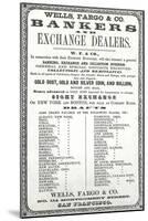 Advertisement For Wells, Fargo and Co. Bankers and Exchange Dealers, 1856-null-Mounted Giclee Print