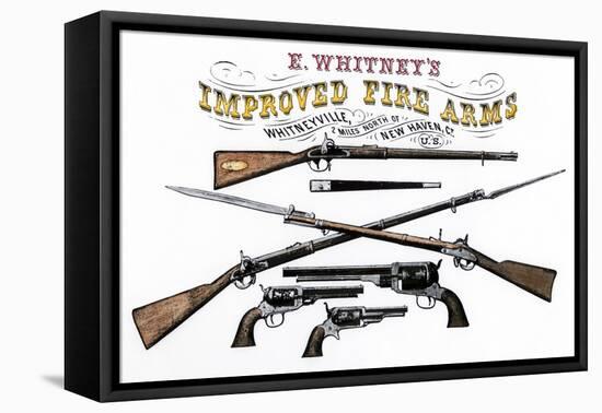 Advertisement for Whitney's Improved Firearms, 1800s-null-Framed Stretched Canvas