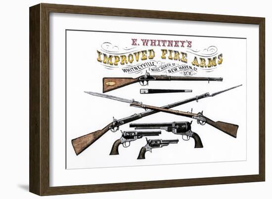 Advertisement for Whitney's Improved Firearms, 1800s-null-Framed Giclee Print