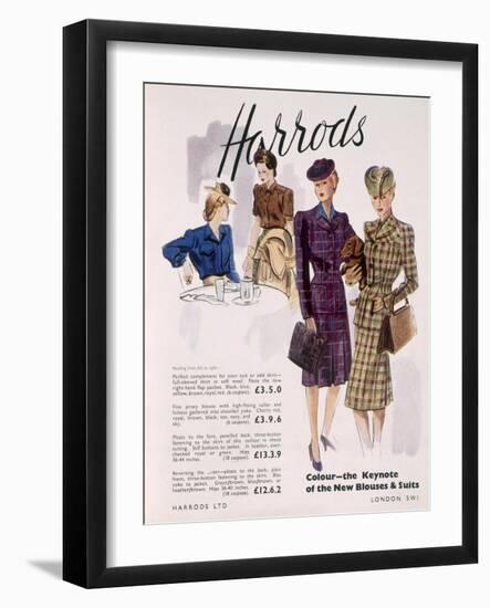 Advertisement for Women's Blouses and Suits at Harrods, 1945-English School-Framed Giclee Print