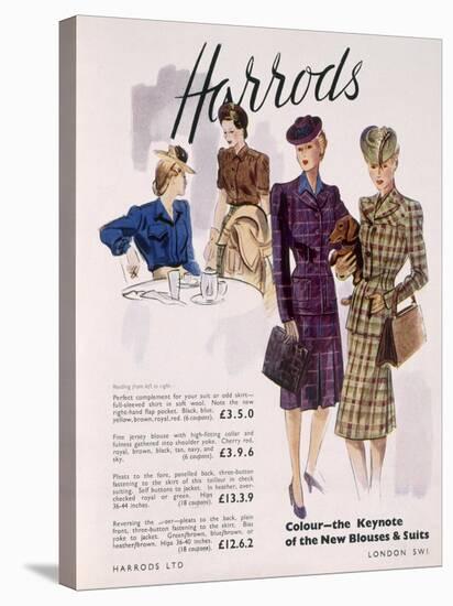 Advertisement for Women's Blouses and Suits at Harrods, 1945-English School-Stretched Canvas