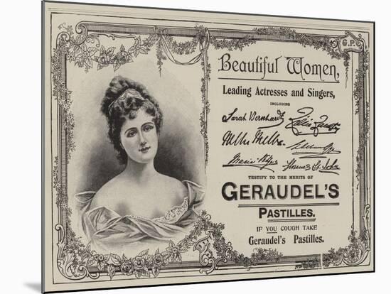 Advertisement, Geraudel's Pastilles-null-Mounted Giclee Print