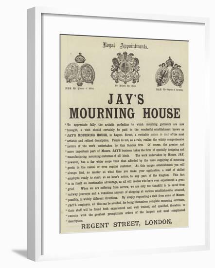 Advertisement, Jay's Mourning House-null-Framed Giclee Print