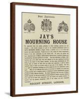 Advertisement, Jay's Mourning House-null-Framed Giclee Print