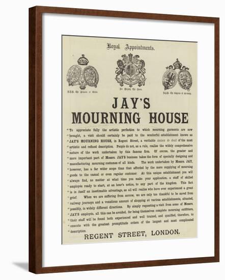 Advertisement, Jay's Mourning House-null-Framed Giclee Print