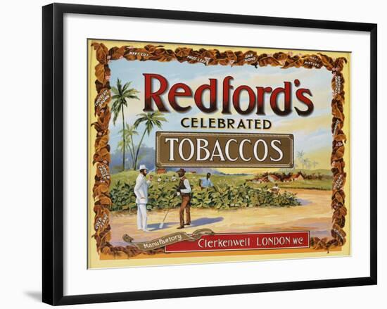 Advertisement Label for Redford's Celebrated Tobaccos-null-Framed Giclee Print