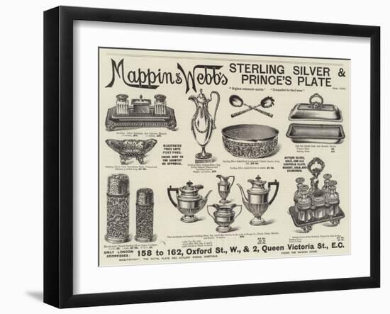 Advertisement, Mappin and Webb's Sterling Silver and Prince's Plate-null-Framed Giclee Print