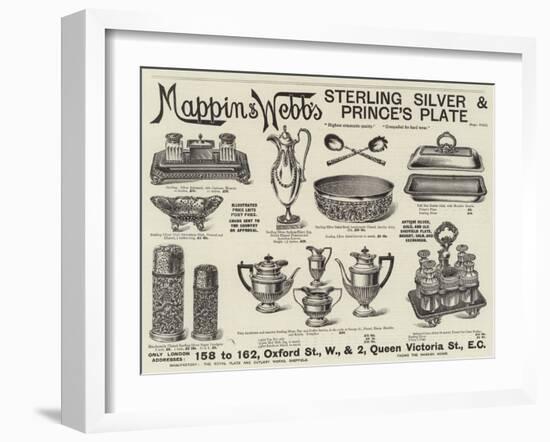 Advertisement, Mappin and Webb's Sterling Silver and Prince's Plate-null-Framed Giclee Print