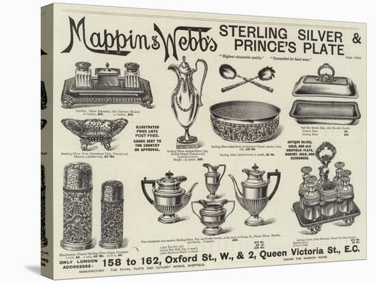 Advertisement, Mappin and Webb's Sterling Silver and Prince's Plate-null-Stretched Canvas