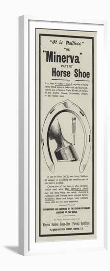 Advertisement, Minerva Horse Shoe-null-Framed Premium Giclee Print