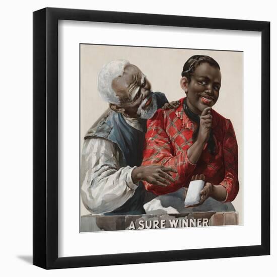 Advertisement of an African-American couple wherein the woman is offering the man a cigar.-Vernon Lewis Gallery-Framed Art Print