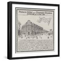 Advertisement, Palace-Hotel Des Champs-Elysees-null-Framed Giclee Print