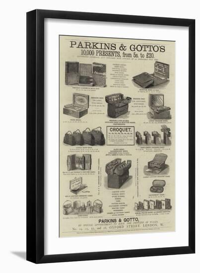 Advertisement, Parkins and Gotto-null-Framed Giclee Print