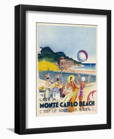 Advertisement Promoting Monte Carlo Beach-null-Framed Photographic Print