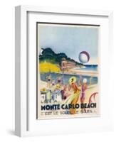 Advertisement Promoting Monte Carlo Beach-null-Framed Photographic Print