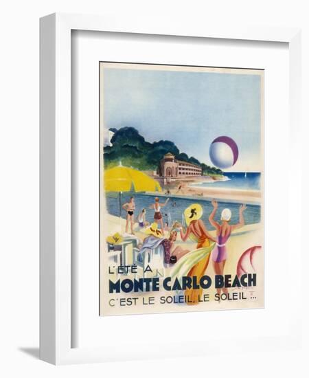Advertisement Promoting Monte Carlo Beach-null-Framed Photographic Print