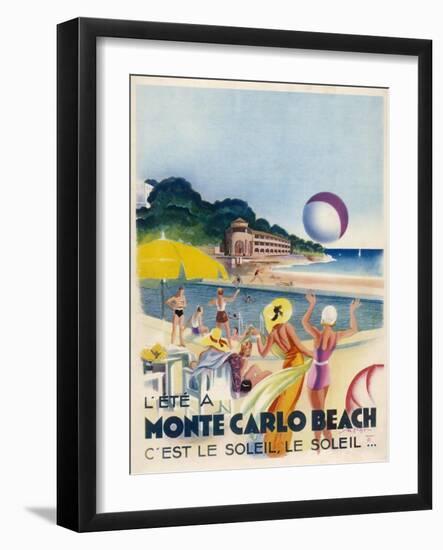 Advertisement Promoting Monte Carlo Beach-null-Framed Photographic Print