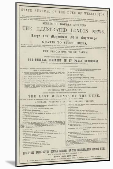 Advertisement, State Funeral of the Duke of Wellington-null-Mounted Giclee Print