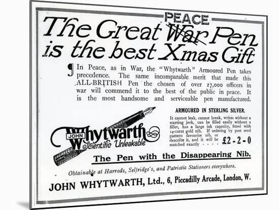 Advertisement 'The Great War Pen Is the Best Xmas Gift'-null-Mounted Giclee Print
