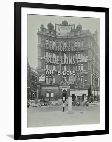 Advertisements at Cambridge Circus, Westminster, London, 1945-null-Framed Photographic Print