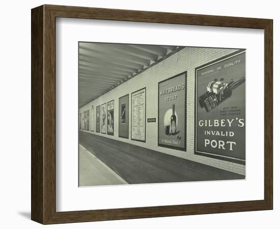 Advertisements for Beer and Port, Holborn Underground Tram Station, London, 1931-null-Framed Photographic Print