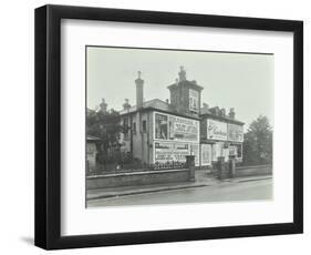 Advertising Hoardings on the Wall of a Building, Wandsworth, London, 1938-null-Framed Photographic Print