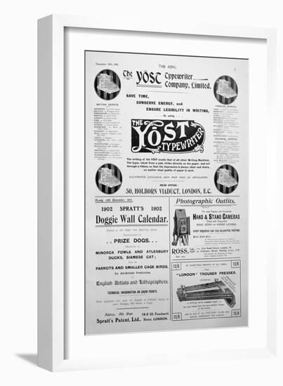 Advertising Page from the King Magazine, 14th December 1901-null-Framed Giclee Print
