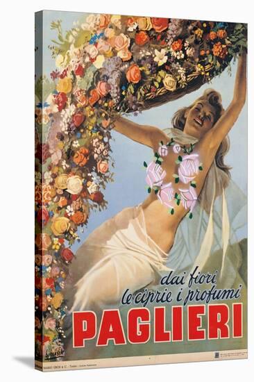 Advertising Poster "Dai Fiori Le Ciprie I Profumi Paglieri"-Giovanni Antonio Pellegrini-Stretched Canvas