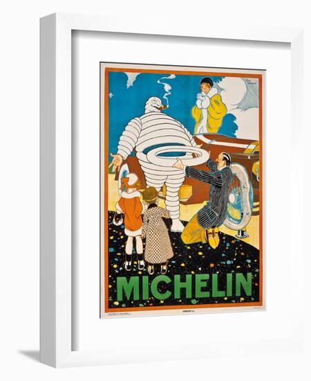 Advertising Poster for Michelin, C. 1925-Rene Vincent-Framed Giclee Print