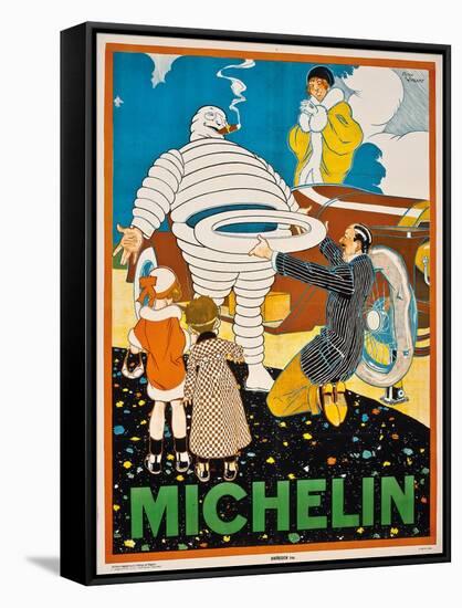 Advertising Poster for Michelin, C. 1925-Rene Vincent-Framed Stretched Canvas