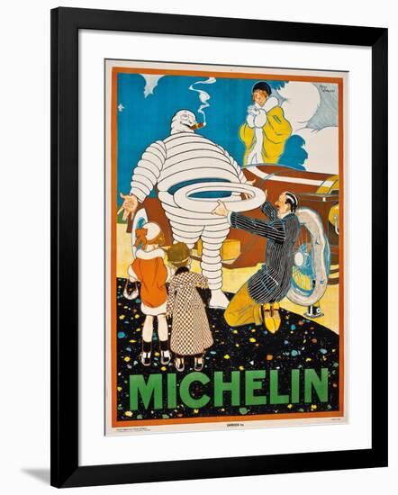 Advertising Poster for Michelin, C. 1925-Rene Vincent-Framed Premium Giclee Print