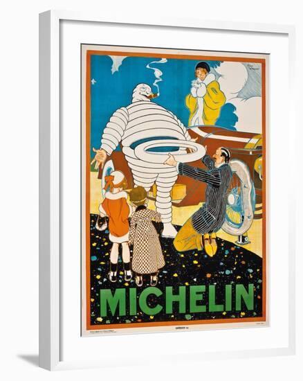 Advertising Poster for Michelin, C. 1925-Rene Vincent-Framed Giclee Print