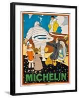 Advertising Poster for Michelin, C. 1925-Rene Vincent-Framed Giclee Print