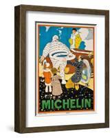 Advertising Poster for Michelin, C. 1925-Rene Vincent-Framed Premium Giclee Print