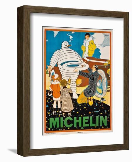 Advertising Poster for Michelin, C. 1925-Rene Vincent-Framed Premium Giclee Print