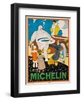 Advertising Poster for Michelin, C. 1925-Rene Vincent-Framed Premium Giclee Print