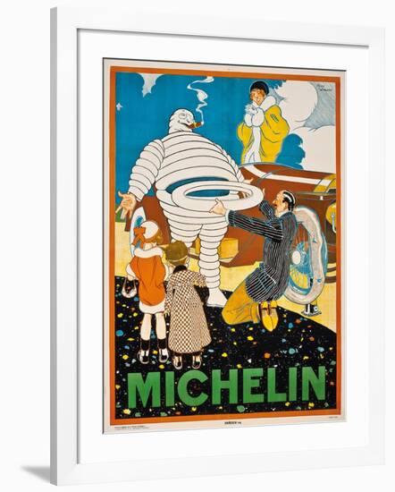 Advertising Poster for Michelin, C. 1925-Rene Vincent-Framed Giclee Print