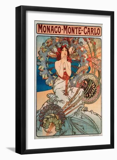 Advertising Poster for Railway Lines Monaco-Monte Carlo, 1897-Alphonse Marie Mucha-Framed Premium Giclee Print