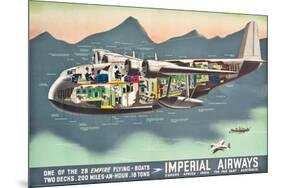 Advertising Poster for the 'Flying Boats' of Imperial Airways, 1937 (Offset Colour Lithograph)-null-Mounted Giclee Print