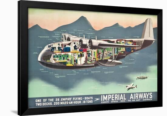 Advertising Poster for the 'Flying Boats' of Imperial Airways, 1937 (Offset Colour Lithograph)-null-Framed Giclee Print