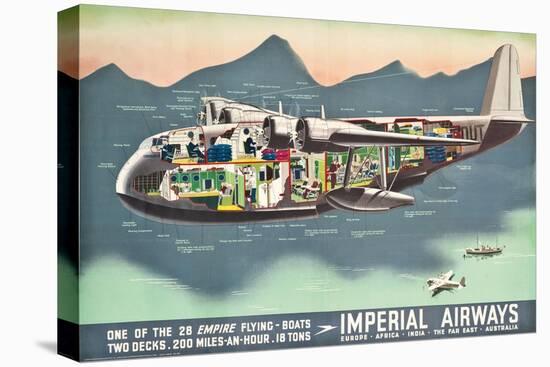 Advertising Poster for the 'Flying Boats' of Imperial Airways, 1937 (Offset Colour Lithograph)-null-Stretched Canvas