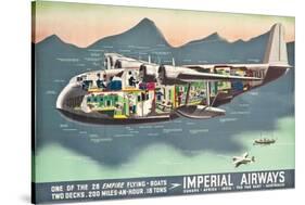 Advertising Poster for the 'Flying Boats' of Imperial Airways, 1937 (Offset Colour Lithograph)-null-Stretched Canvas