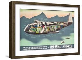 Advertising Poster for the 'Flying Boats' of Imperial Airways, 1937 (Offset Colour Lithograph)-null-Framed Giclee Print