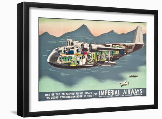 Advertising Poster for the 'Flying Boats' of Imperial Airways, 1937 (Offset Colour Lithograph)-null-Framed Giclee Print