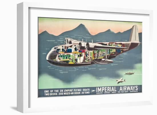 Advertising Poster for the 'Flying Boats' of Imperial Airways, 1937 (Offset Colour Lithograph)-null-Framed Giclee Print