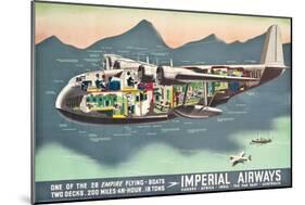 Advertising Poster for the 'Flying Boats' of Imperial Airways, 1937 (Offset Colour Lithograph)-null-Mounted Giclee Print