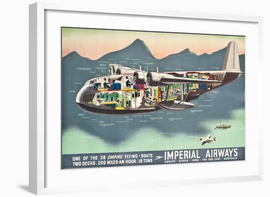 Advertising Poster for the 'Flying Boats' of Imperial Airways, 1937 (Offset Colour Lithograph)-null-Framed Giclee Print